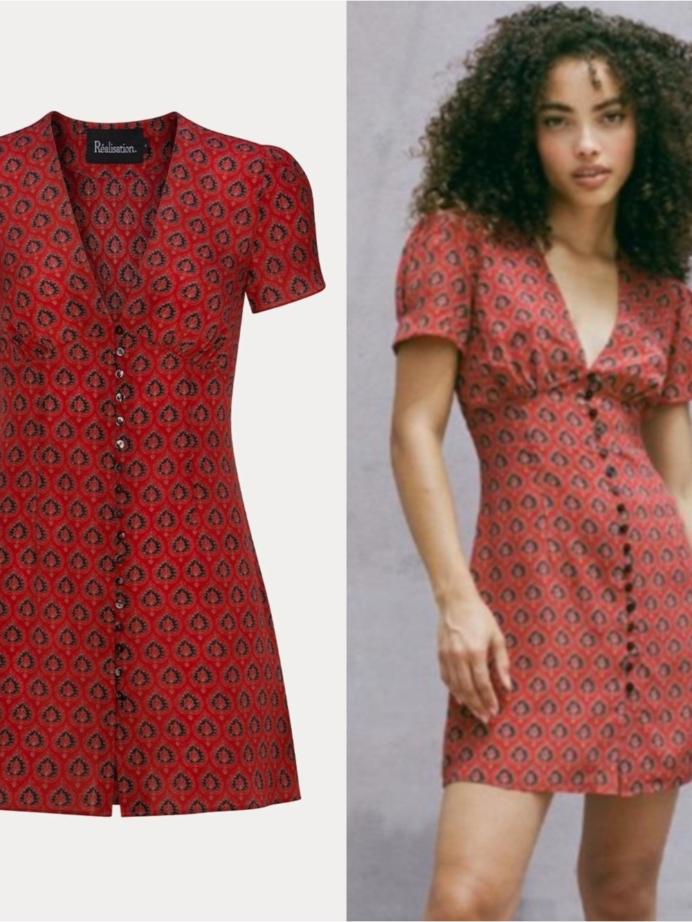 Réalisation Par The Cecile Red Floral Silk Mini Dress Size XS - Picture 7 of 15